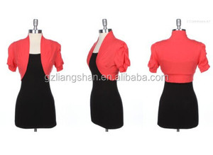 Hot Selling OEM New Summer Women Plain Shirred Ruched Short Sleeve Cotton <strong>Bolero</strong> Top Crop Shrug Jacket <strong>Cardigan</strong> - Product Image 3