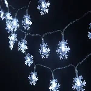 16 FT 40 LED Snowflakes String Lights Christmas Fairy Lights Battery Operated Waterproof Snowflake Christmas