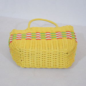 Panier de rangement en plastique et rotin, panier à linge coloré tissé, taille personnalisée, fabrication d'usine - Product Image 4