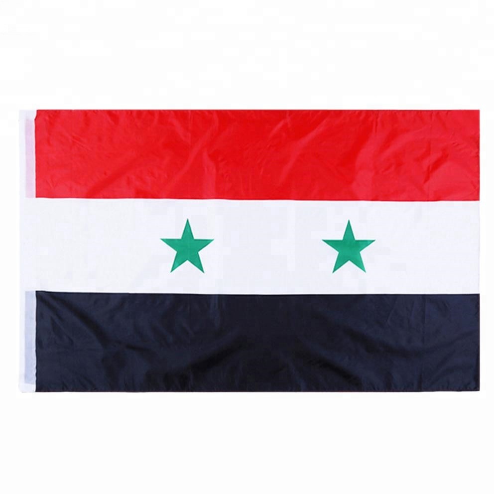 Großhandel 3 * 5FT Polyester Seiden druck Hängende Syrien National flagge aller Größen Country Custom Flag