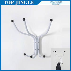 White Valet in Rake Shape <b>Wall</b>-<b>Mounted</b> Hook & <b>Rail</b> Product - Product Image 1