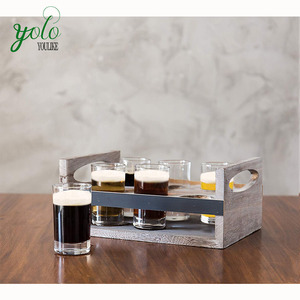 Ensemble de service de planche de vol de bière avec panneaux de tableau noir et 6 verres à bière de dégustation, portable avec poignée, stockage de <span class=keywords><strong>verre</strong></span> à <span class=keywords><strong>vin</strong></span> de bar - Product Image 2
