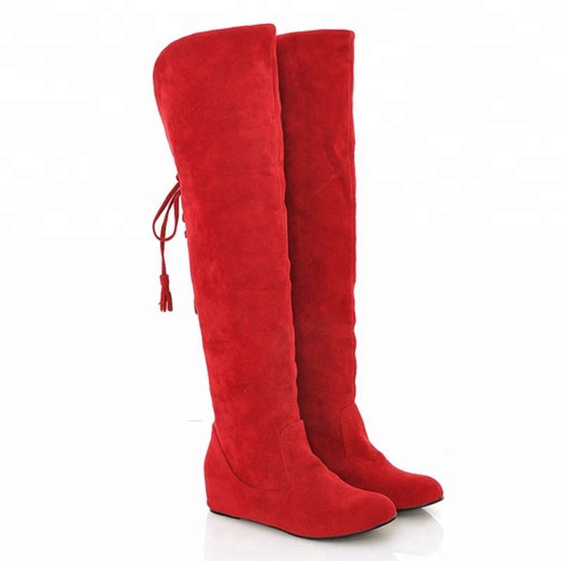 red suede flat boots