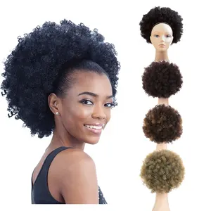 Coques de cabelo curto encaracolado, 10 ", cabelo sintético com dois coques de plástico para mulheres, penteados de casamento, rabo de cavalo updo