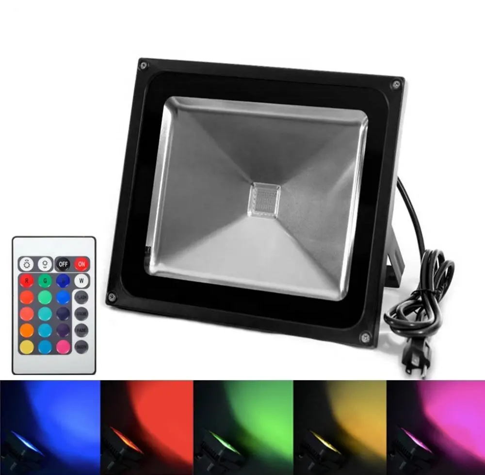 50W LED Flood Light Cold/Warm/Red/Yellow/Green/Blue/RGB Reflector Spotlight Outdoor Wall Lamp Projector