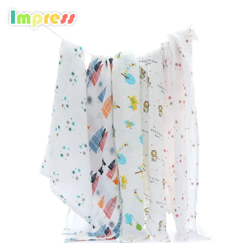 100% Organic cotton fabric muslin baby wrap cloth swaddle blanket