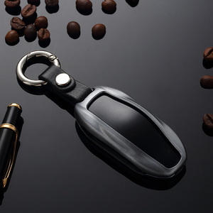<span class=keywords><strong>Porte</strong></span>-clés en cuir en alliage d'aluminium argenté chaud pour 2018 2019 modèle 3 modèle S avec boîte-cadeau de plongeur d'équipage - Product Image 2