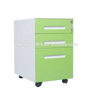 Gabinete de archivo moderno de acero Precio barato de fábrica Base de 5 rodillos Oficina Soporte vertical Escritorio Móvil Cerradura de llave de 3 cajones - Product Image 2