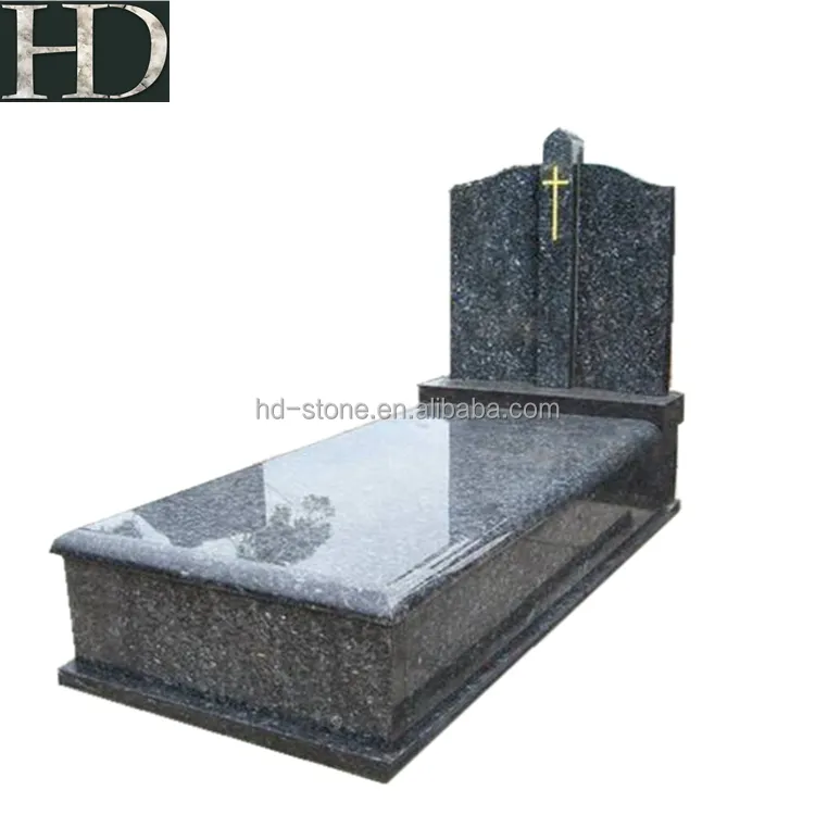 Chinese Black Granite Australian Style Tombstone Monument Cross Headstones with Different Shapes