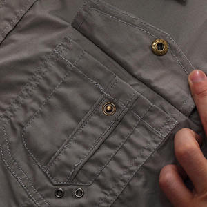 Tasche Cargo in cotone lavate da esterno Color tinta unita con occhiello e <span class=keywords><strong>camicia</strong></span> a manica corta - Product Image 4