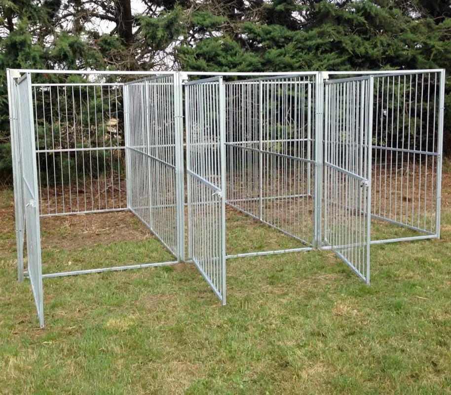 Outdoor Attractive Dog Crate Kennels, Galvanised Dog Run Playpen Panels with 8cm Gap Vertical Bars