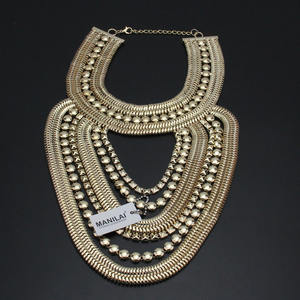 HANSIDON Liontin Rantai Banyak Lapis Wanita, Aksesori Kalung Besar Besar Perhiasan Choker Maxi Gaya <span class=keywords><strong>Boho</strong></span> - Product Image 6