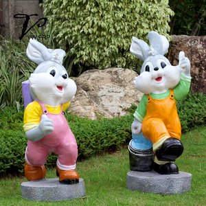 Statue de <span class=keywords><strong>lapin</strong></span> de dessin animé avec un rôle animal en résine de fibre de verre pour le jardin - Product Image 4
