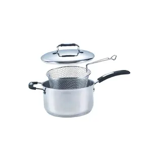 Hot selling kitchen cooking cookware deep fryer pot chip pan with fry basket