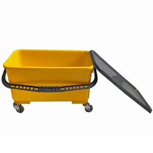 ESD 24L Commercial Rectangle Floor Flat Mop Window Cleaning Bucket With Wheels