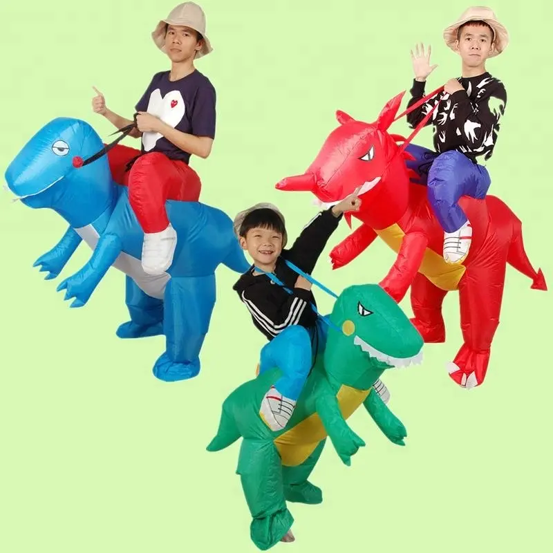 3 warna dinosaurus tiup kostum untuk dewasa dan anak-anak