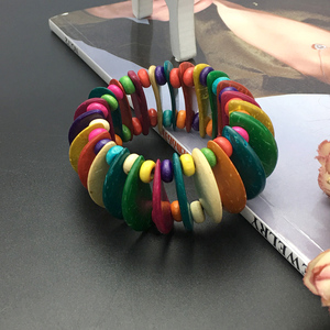 Monili di modo del Regalo Colorata A Mano Guscio di noce di Cocco Braccialetto di Gomma Della Fascia In Rilievo Del Braccialetto di Shell - Product Image 6
