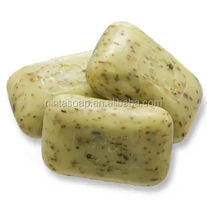 Handmade natural exfoliating olive moisturising bar soap with walnut