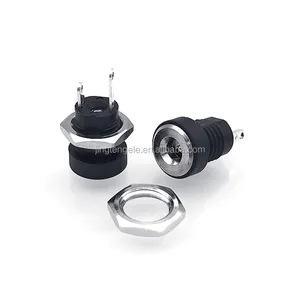 JTELE DC-022B Low power connector socket vertical 5.5x2.1mm and 1.3mm with hex nut Panel Mount