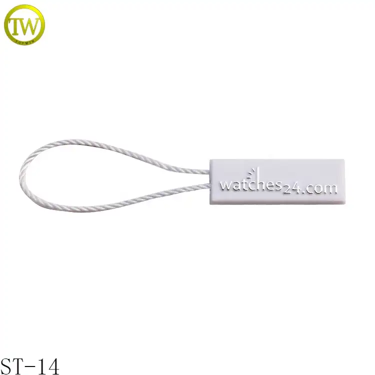 Personalizado tag do cair de cordas de plástico bloqueio laço elástico vestuário seal tags