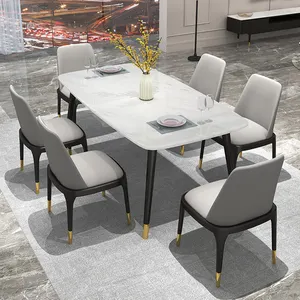 Commercio all'ingrosso di prezzi di fabbrica di marmo tavolo da pranzo set dispone di DELL'UNITÀ di elaborazione materasso morbido 6 sedia