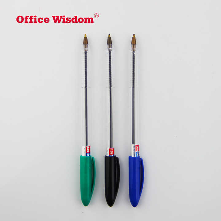 Ink Stick Ball Point Pen Transparent Plastic Medium Point Non-toxic Waterproof Ballpoint Pen Office & School Pen Office Wisdom