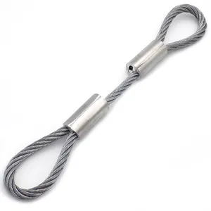 Cable de acero inoxidable galvanizado de seguridad personalizado con terminal de extremo estampado/gancho/bucles/ojo flamenco