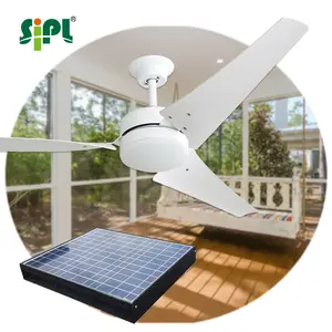 超静音强风90W 60英寸可充电太阳能电池供电的直流电机双天花板凉风扇带灯