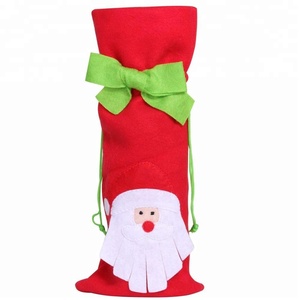 สีแดงรู้สึกคริสต์มาสขวดไวน์ถุงของขวัญ - Product Image 4