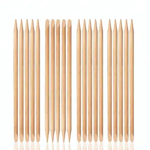 Doppelseitige maniküre und pediküre werkzeuge orange holz nagel sticks freies probe maniküre sticks für nagel kunst schönheit