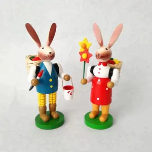 Wood stand easter decorative rabbits for the home