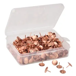 Grosir Pin Gambar Kepala Datar Perlengkapan Kantor Rose Gold Keselamatan Thumb Tacks Set Alat Tulis