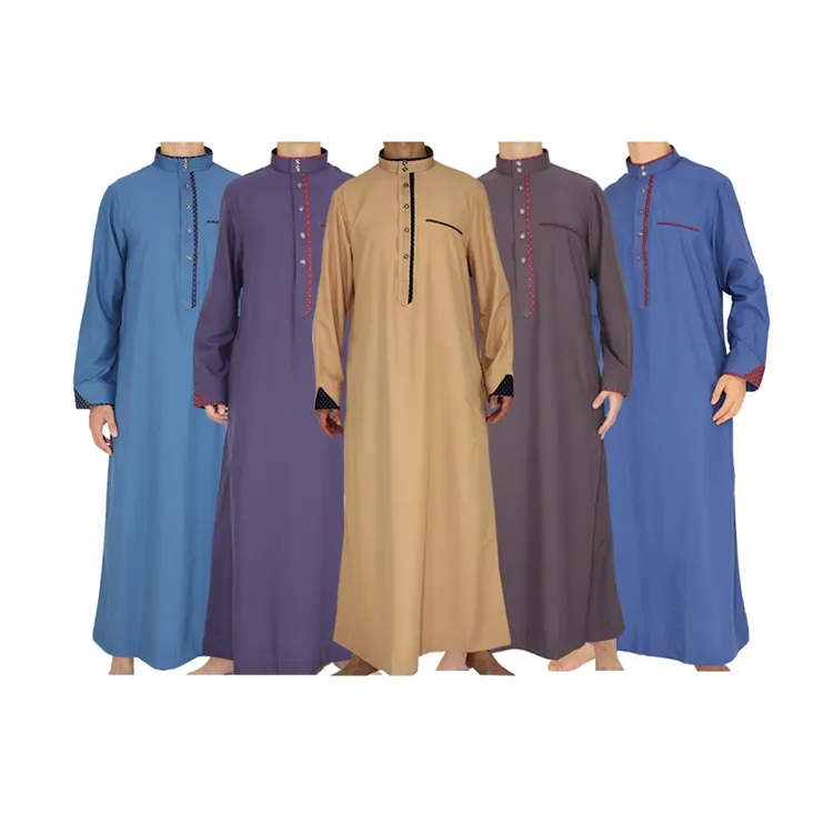 卸売アラビアンメンズトーブSaudi Eid Abaya Galabeya Muslim Jubba Dubai Abaya for Men Thobe / Thawb Long Sleeve Middle East