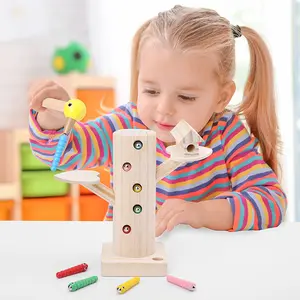 몬테소리 나무 학습 자기 딱따구리 곤충 잡기 웜 어린이 손 눈 초점 훈련 학습 컬러 장난감