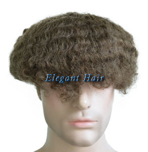 Elegante Postizo de Cabello Humano Natural Indio para Hombre, con Base de Encaje Suizo Superfino de 10 mm, Estilo Afro Ondulado y Rizado - Product Image 6