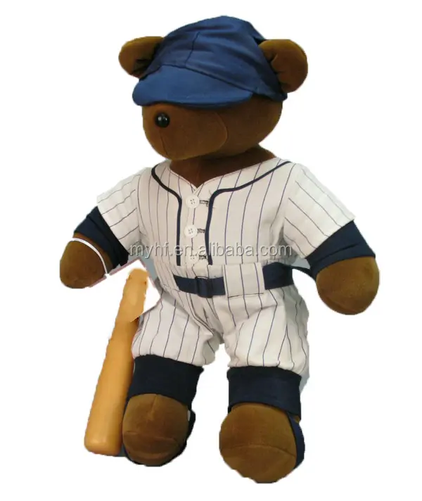 30cm terno para o jogador de beisebol de teddy bear com um bastão de beisebol