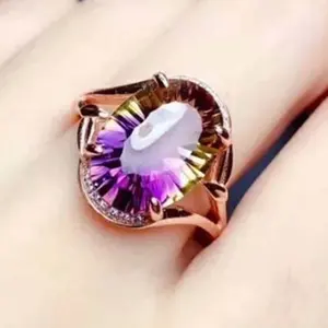 Wholesale Ametrine Stone Oval Cut Gemstone Ring In 925 Sterling Silver