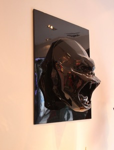 Nero Decorazione Della Parete Scultura Appeso Gorilla <span class=keywords><strong>Testa</strong></span> <span class=keywords><strong>Statua</strong></span> Realistica - Product Image 2