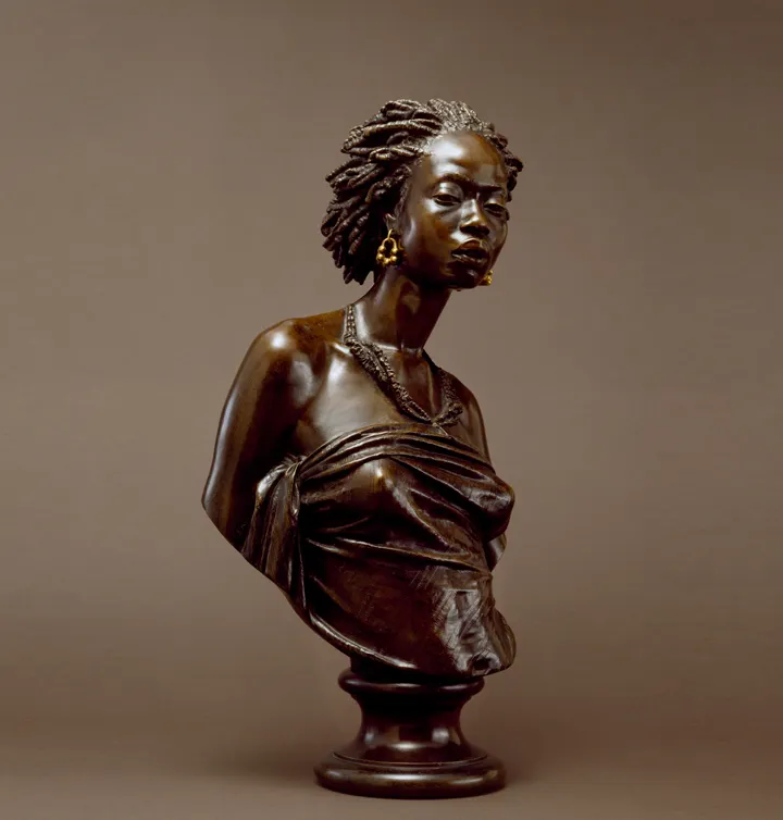 Indoor decorative art brass head sculpture bronze african nude woman bust statue