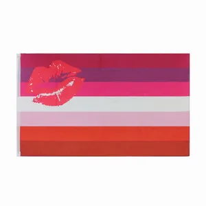 Sıcak satış pembe lezbiyen gökkuşağı gay pride bayrak özel kabul
