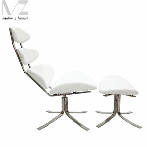 Moderne en acier inoxydable pivotant inclinable chaise longue corona et pouf - Product Image 5