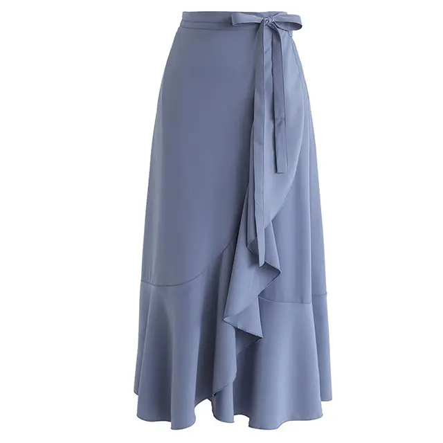 Custom make your own solid color high waist long woman maxi skirt