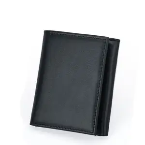 RFID Blocking Fashion Grain Cow porta carte di credito con blocco RFID in vera pelle portafoglio 3 volte