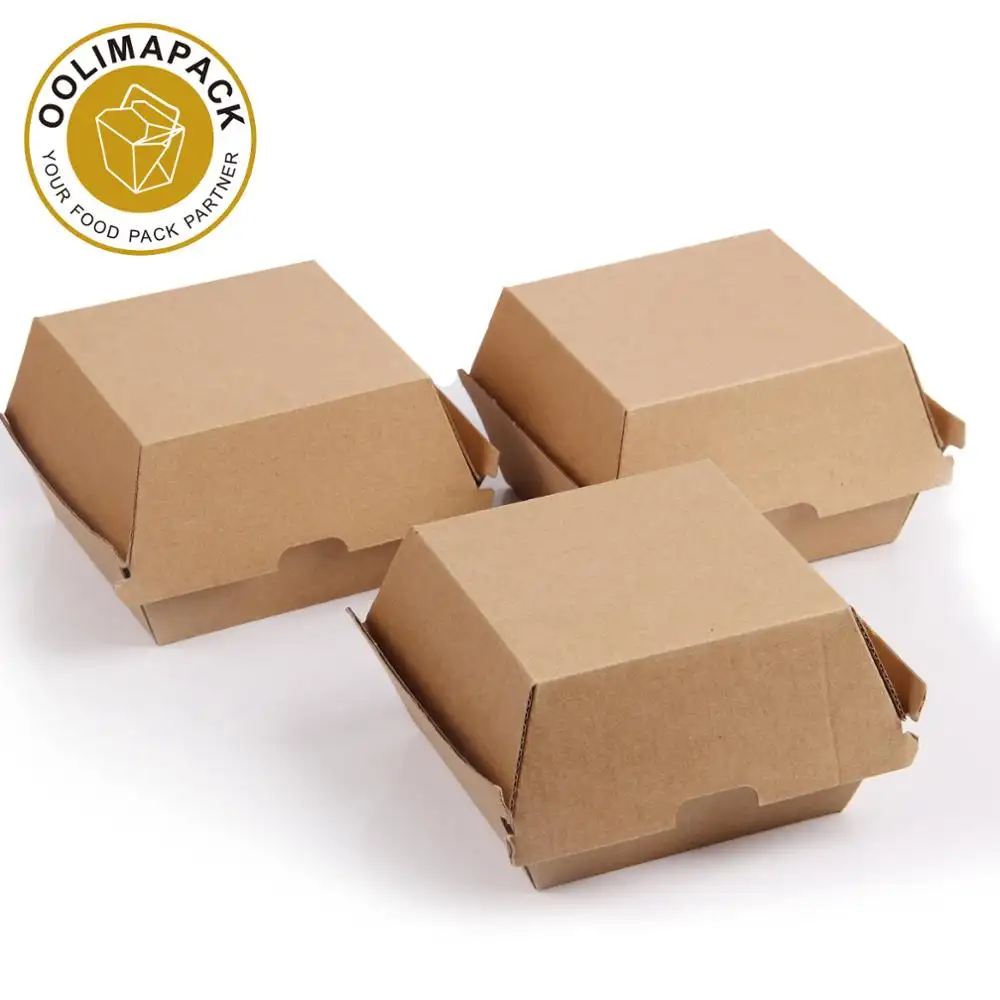 Cajas de hamburguesas impresas personalizadas, embalaje desechable para hamburguesas