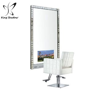 King shadow-Espejos de peluquería, estación de barbería con TV - Product Image 4