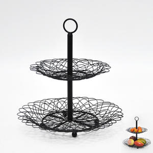 Corbeille à fruits moderne de forme carrée à 2 niveaux en fil métallique pour la nourriture pour la maison ou la cuisine Matériau métallique durable - Product Image 5