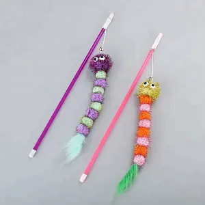 New cat product factory directly wand cat teaser wiggle shape bling bling cat toy