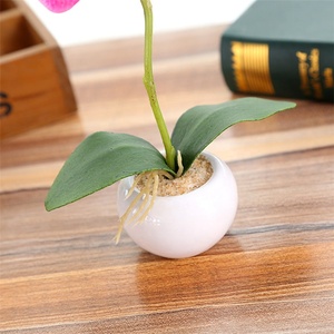 V-1068 Orchidea Phalaenopsis a 3 teste in vaso, fiori di seta per decorazioni domestiche - Product Image 6