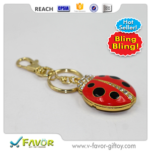 Bijoux Décoré Mode 3D Bling Bling Coccinelle Porte-clés En Métal - Product Image 4