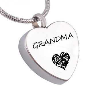 Joyería de cremación, collar de urna conmemorativa de corazón de <span class=keywords><strong>abuela</strong></span> en forma de corazón de acero inoxidable, colgante de recuerdo de cenizas - Product Image 1